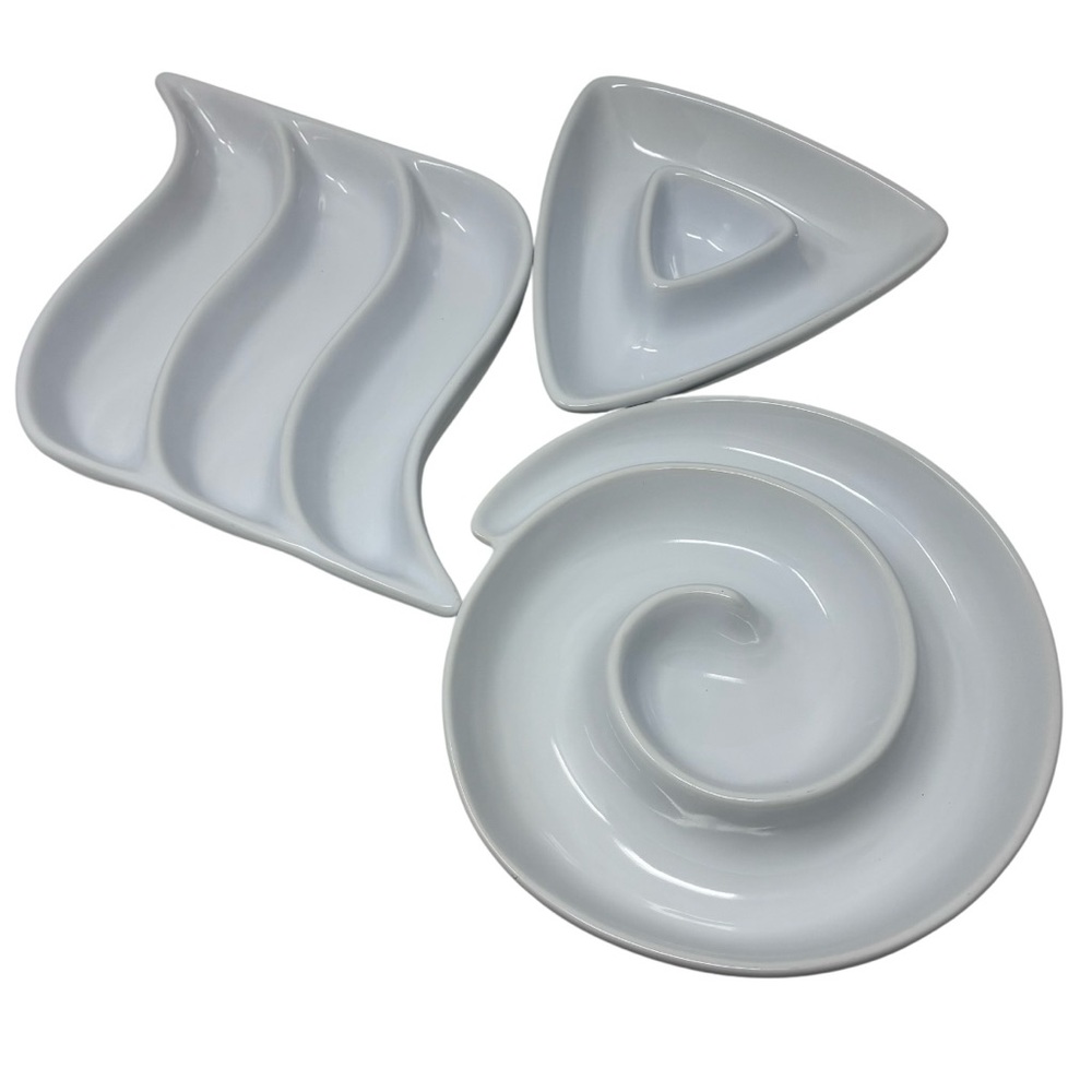 Vintage The Main Ingredients White Ceramic Condiment Dish Appetizer Trays Modern